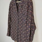 Liz Sport Vintage Women's Sz Small Long Sleeve Button Up Paisley Navy Blouse Top Photo 7