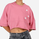 Spirit Jersey  Womens Pink Broadway Cropped T Shirt Short Sleeve Top Size L Photo 0