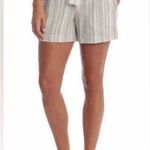 Briggs New York  High Waist Striped Shorts in Tan and White Photo 0