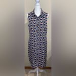 CAbi  Women’s Size S Armour Blue Heart Shirt Dress #5370 Sleeveless Button Down Photo 2