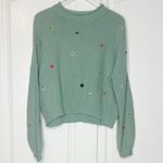 The Great . Poppy embroidered cotton knit sweater in sage size 1 (Small) Photo 5