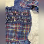 American Eagle  Boho Plaid Crochet Top Size M Photo 1