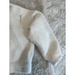 Shaci Blue Womens White Button Up Collared Furry Cropped Jacket Small Photo 15