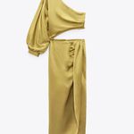 ZARA  dress midi maxi asymmetric cut out satin wedding party one shoulder  Photo 11