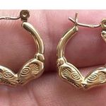 14k Yellow Gold Stamped Ram Head Hoop Vintage Women’s Earrings Hollow Photo 1