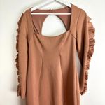 ASOS  DESIGN Frill Sleeve Body-Conscious Midi Dress in Light Tan Pink Size US 10 Photo 3