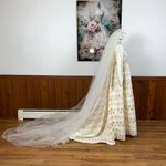 Rare Vintage 1960s/70s Victorian/Medieval Wedding Gown & Cathedral Length Veil! Size 12 Photo 8