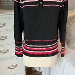 Liz Claiborne  Lizsport Petite Sweater Black Striped Cotton Acrylic Cotton MP Photo 4