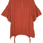 Free People Free‎ People Gauze Mesh Tunic Dress Oversized Cinnamon Orange Top L Boho Photo 0