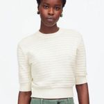 Madewell NWT White Textural-Stitch Cotton Sweater - Size: Large Photo 0