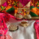 Green and Maroon Golden Jhumka with Tikka Gold Photo 0