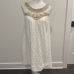 Maeve Anthropologie Graced White Beaded Jeweled Embellished Swing Dress Sz Photo 4