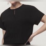 J.Crew 365 CROP SHIRT Black Crepe SPLIT NECK Cap Sleeve Top Blouse Lined Photo 1