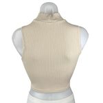 Reformation Women's Cream Beige Sleeveless Rib Knit Mock Neck Crop Tank Top XS Photo 2