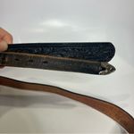 Western black embossed leather belt made in the USA silver buckle womens size 40 Photo 4