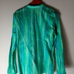 Liz & Co. L Green Blue Vertical Striped Top Size L Photo 3