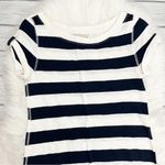 Banana Republic White and Navy Striped Tee Shirt Dress Photo 3