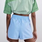 ZARA NWT Zippered Nylon Shorts in Neon Blue, Size S Photo 4