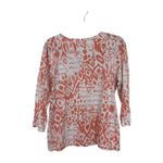 Women's Ruby Rd Top Shirt Large Blouse Orange & White Design Cotton/Spandex Photo 4