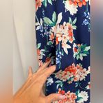 Lands' End Navy Coral Falling Flowers Hydrangea Floral Midi Dress Plus Size 20W Photo 6