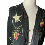 Womens Black Christmas Vest Ugly Sweater Style Ornaments Star Gifts Rhinestone Size M Photo 1