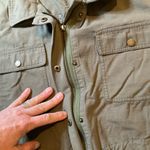 Nicole Miller  Utility Jacket‎ Green Women's XL Zip and Snap Front Gather Waist Photo 4