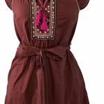 Anthropologie  Maeve Chocolate Brown embroidered Cotton tunic dress sz 12 Photo 0