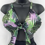 Swimsuits For All Tropical Floral Print Bikini 2 Piece Set Top Size 12 Bottoms 8 Green Photo 1