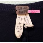 Free People  Ivory Navy Raglan Lace Crochet Scoop V-Neck Baseball Sporty Burnout Photo 4