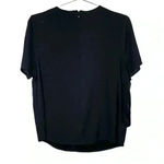 Universal Standard  Black Short Sleeve Ruffle Front Top‎ Photo 1