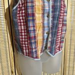 Handmade Vintage Reversible Patchwork Multicolored Plaid Cotton Vest Possibly  Photo 2