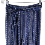 Sadie & Sage Pants Wide Leg Pants Navy Cream Small Lined Belted Boho New Blue Photo 2