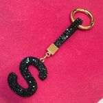 Initial S Black Crystal Initial Keychain purse charm accessory NEW Photo 0
