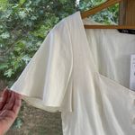 ZARA Women's 100% Cotton Cream Plunge Neck Crop Top Size L. NEW Photo 3