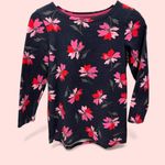 Cute Joules navy pink floral solid quality cotton top Size 4 Photo 2