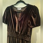 THML NEW Black Velvet Velour Boho Short Puff Flutter Sleeve Tiered Dress Size S Photo 3