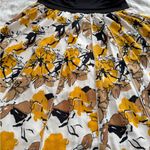 Susan Bristol linen blend floral yellow brown A-line lined midi skirt, size M Photo 2