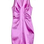 Kay Unger Pink V-Neck Sleeveless Ruched Front Mini Sheath Cocktail Dress Photo 0