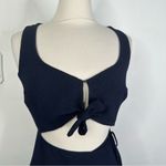 Reformation  Size XS Navy Blue Kai Cut Out Tie Front Long Wrap Dress Photo 11