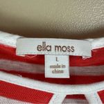 Ella Moss Coral Red Stripe Linen Scoop Neck Keyhole Tank Top Large Photo 2