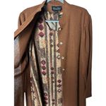 Terry Lewis Vintage 2-Piece Set M | Rust Long Coat Tribal Print Dress Photo 2