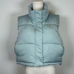 New! Thread & Supply ‘Issey’ Cropped Puffer Vest Women’s Size Medium Blue Photo 3