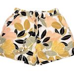 Rachel Zoe 100% Linen Tropical 4 Pocket Elastic Waist Front Tie Pull On Shorts M Photo 0