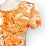 Abound NWT  Tie Dye Button Down Crop Top Rust Amber Size Medium Lettuce Hem Photo 1