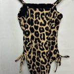 Leopard Print one Piece Swimsuit with high thigh and cheeky bottom Small NWOT Brown Photo 4