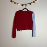 Find Me Now color block crochet tie cardigan sweater Red Photo 5