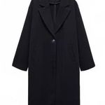 Mango Wool-Blend Lapelled Straight-Cut Coat NAVY Teen's Size Large Photo 4