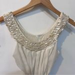 Alloy Gauzy White Dress Navy blue ribbon belt with button neckline S spring Photo 3