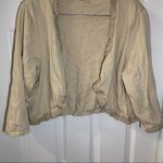 Peter Nygard  Tan Ruffle Trim Open Front Cropped Cardigan 1X Photo 3