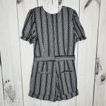 TCEC  Women Tapestry Romper Navy White Sz L Inseam: 4" Cuffed Pockets Photo 7